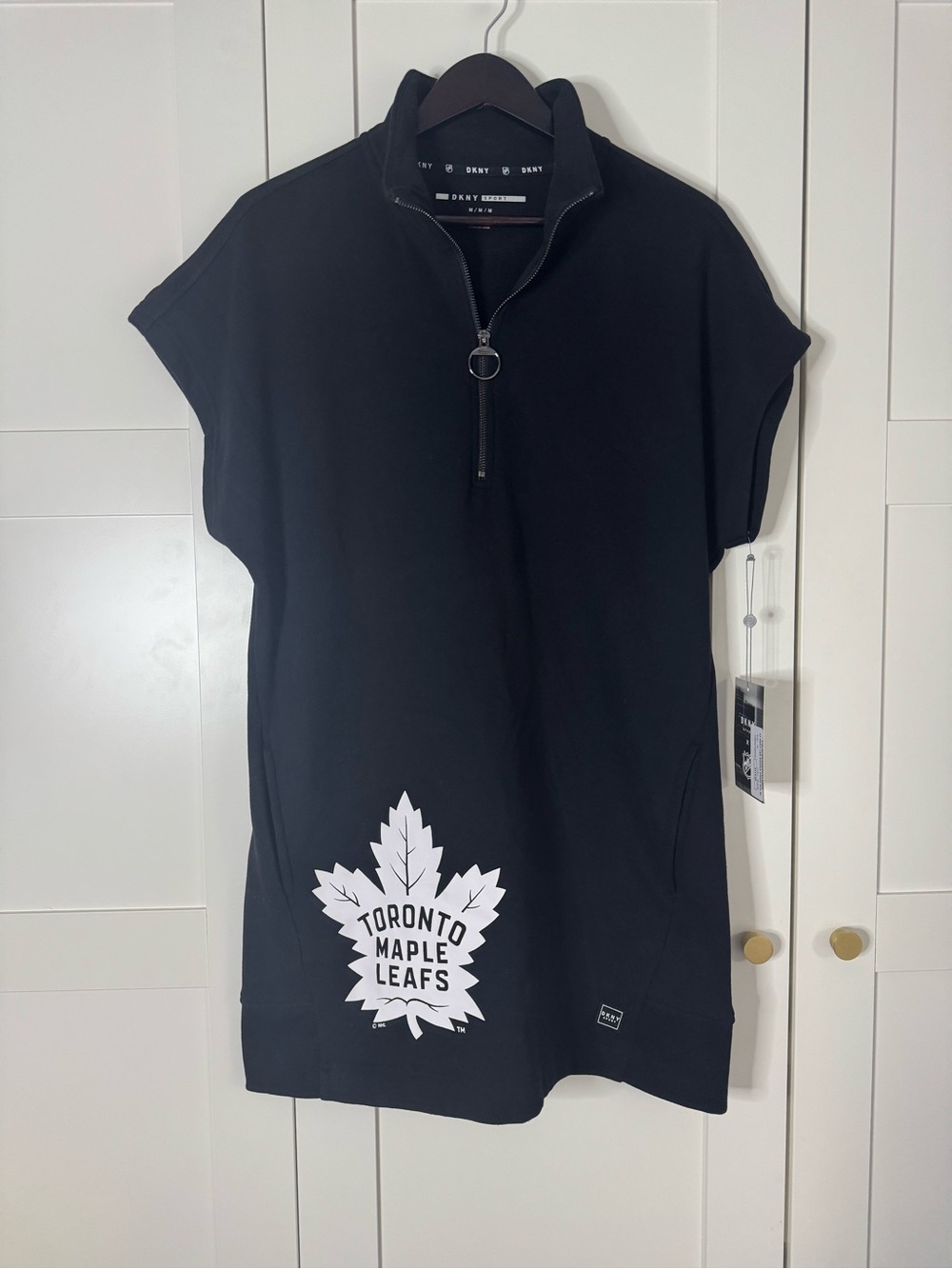 NWT DKNY Sport Black Toronto Maple Leafs Half Zip Sweater Dress Size M